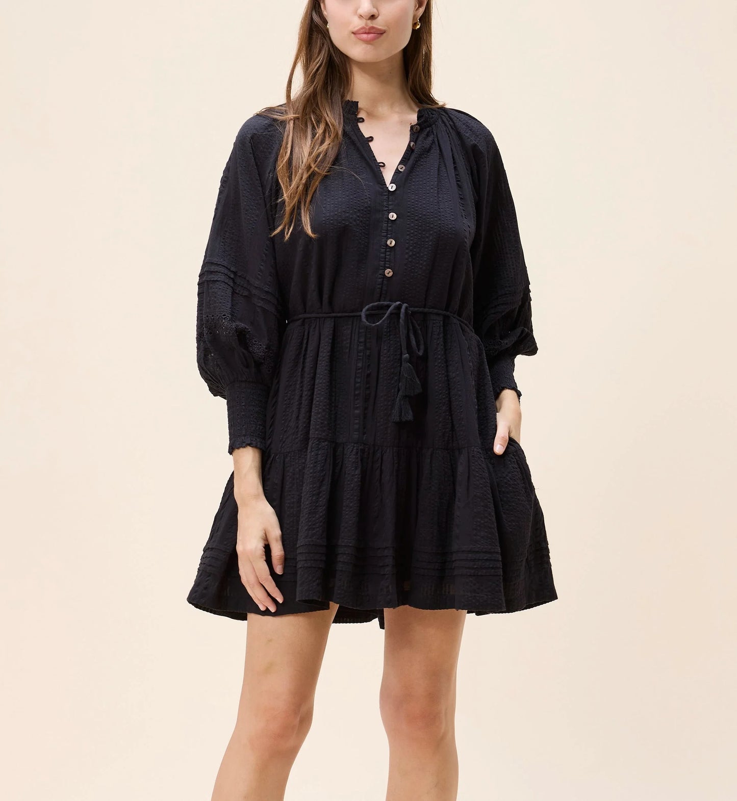 Meadow Mini Dress in black by Cleobella