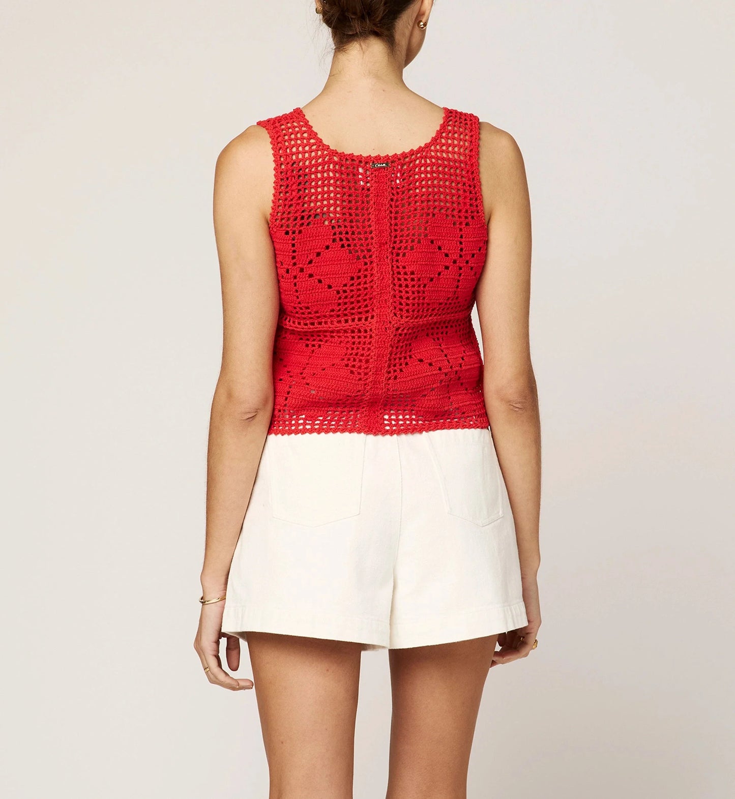 Miyuki Crochet Top in poppy red by Cleobella