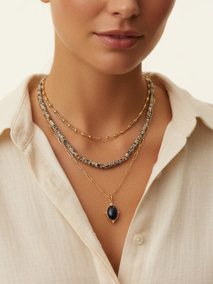 Triple Threat 3 Layer Necklace in gold by Farrah B