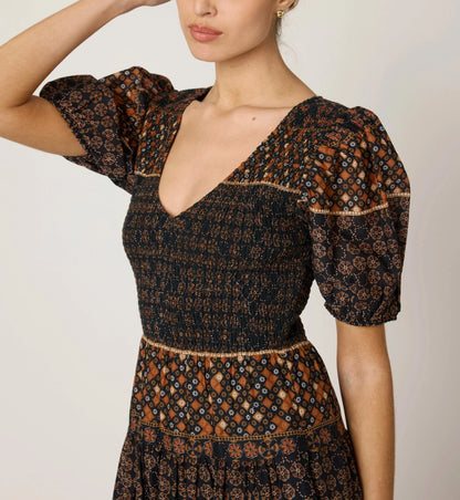 Nancy Midi Dress in zocalo print by Cleobella