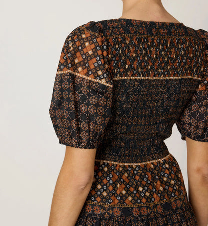 Nancy Midi Dress in zocalo print by Cleobella