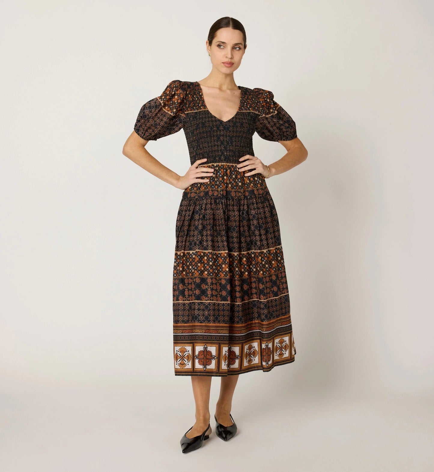 Nancy Midi Dress in zocalo print by Cleobella