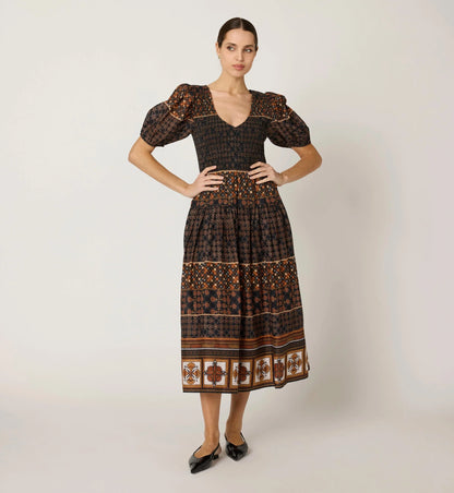 Nancy Midi Dress in zocalo print by Cleobella
