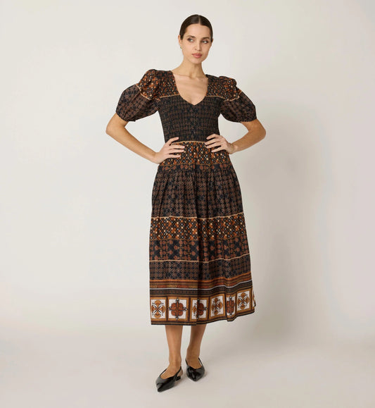 Nancy Midi Dress in zocalo print by Cleobella