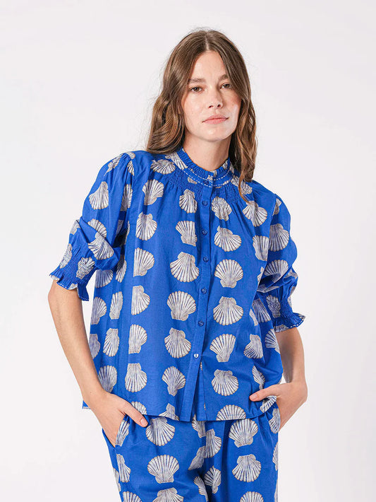 Bergamot Blouse in blue shells by Nimo