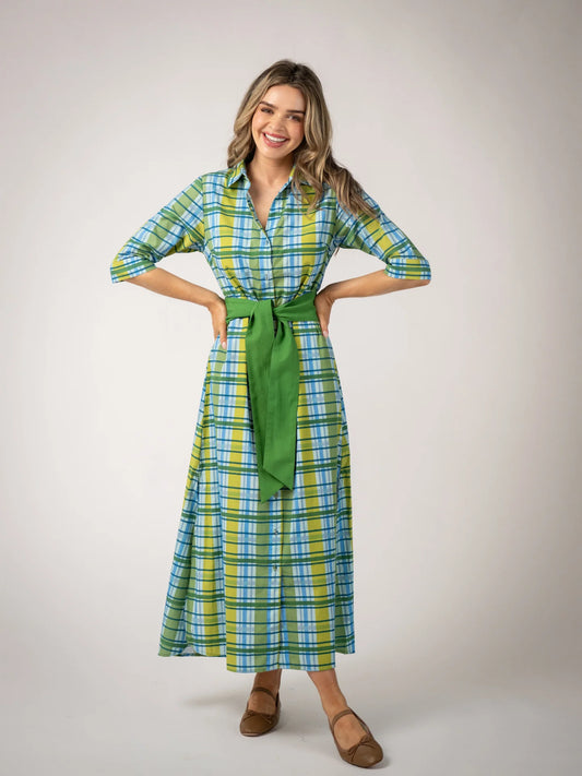 Eloise Maxi Dress in green mystic plaid by Beau & Ro