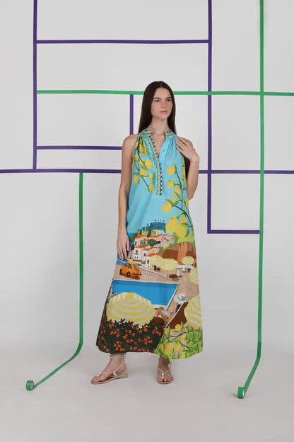 Livana Beach Scene Dress in multi by Conditions Apply