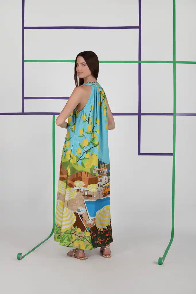 Livana Beach Scene Dress in multi by Conditions Apply