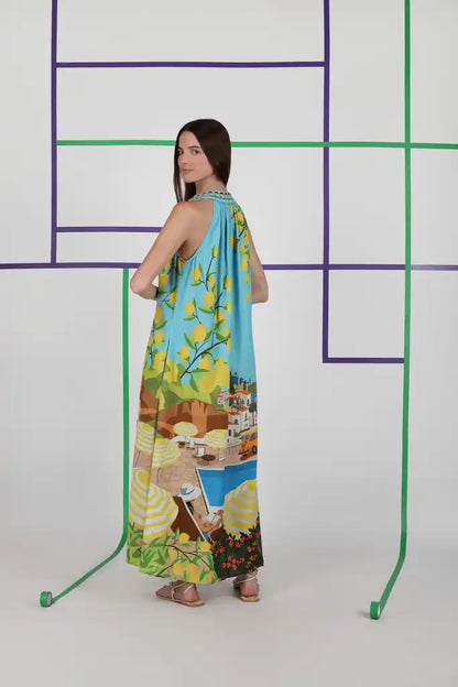 Livana Beach Scene Dress in multi by Conditions Apply