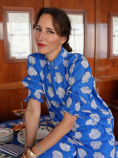 Bergamot Blouse in blue shells by Nimo