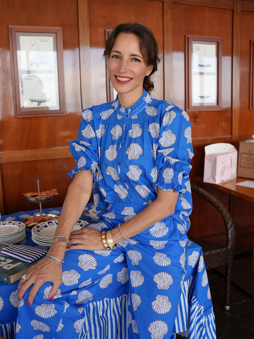 Bergamot Blouse in blue shells by Nimo