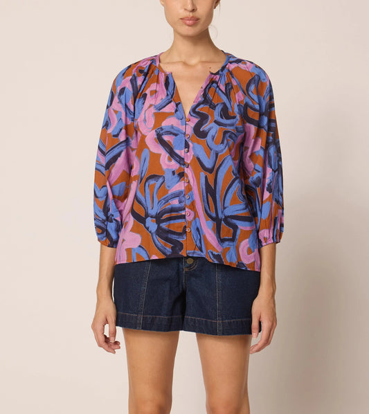 Ramona Printed Blouse in fresco print by Cleobella