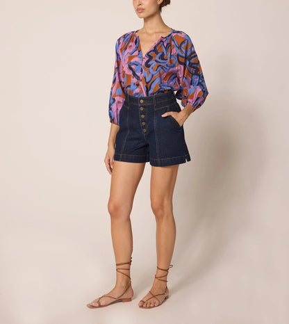 Ramona Printed Blouse in fresco print by Cleobella