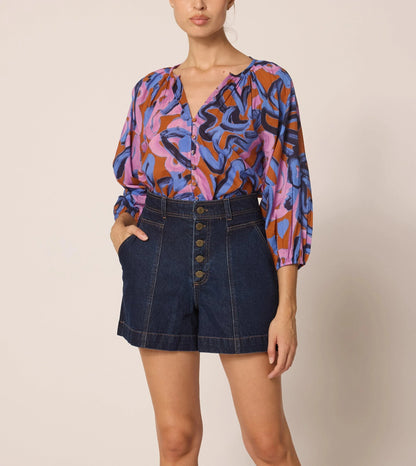 Ramona Printed Blouse in fresco print by Cleobella