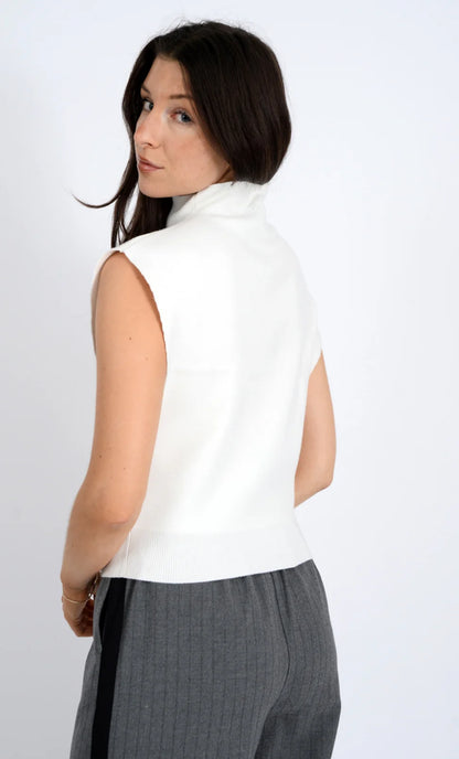 Selby Sleeveless Funnel Neck Sweater Vest in winter white by RD