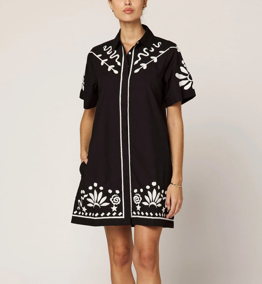 Riya Mini Dress in black/ivory by Cleobella