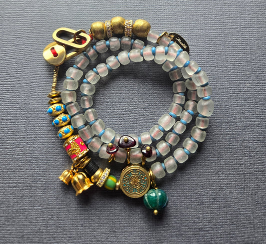 Beaded Charm Necklace in clear by Meredith Waterstraat