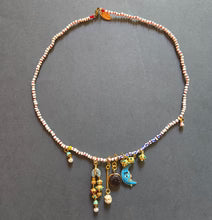 Beaded Charm Necklace with Cloud Charm in gold by Meredith Waterstraat