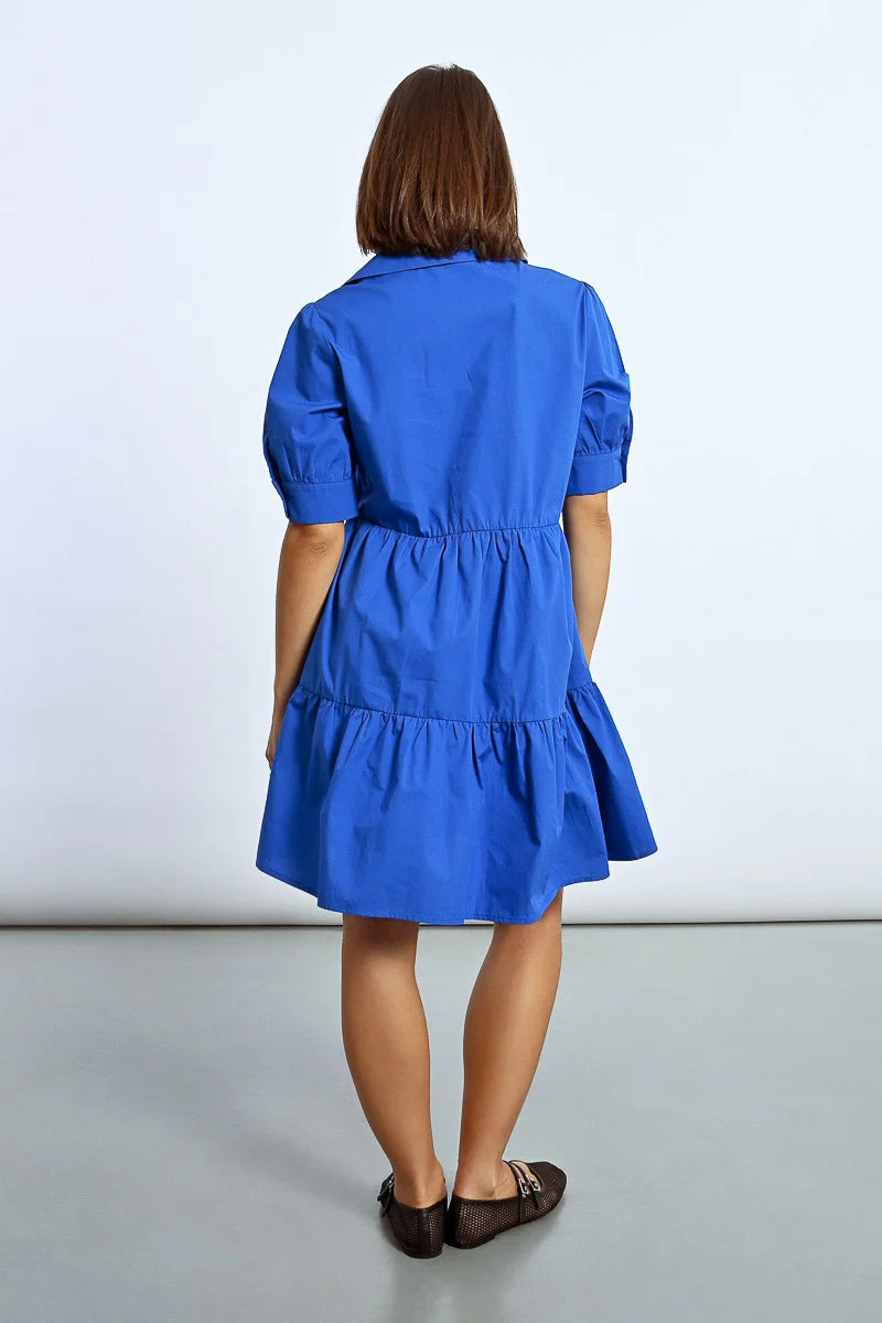 Tiered Short Dress in royal blue by Molly Bracken