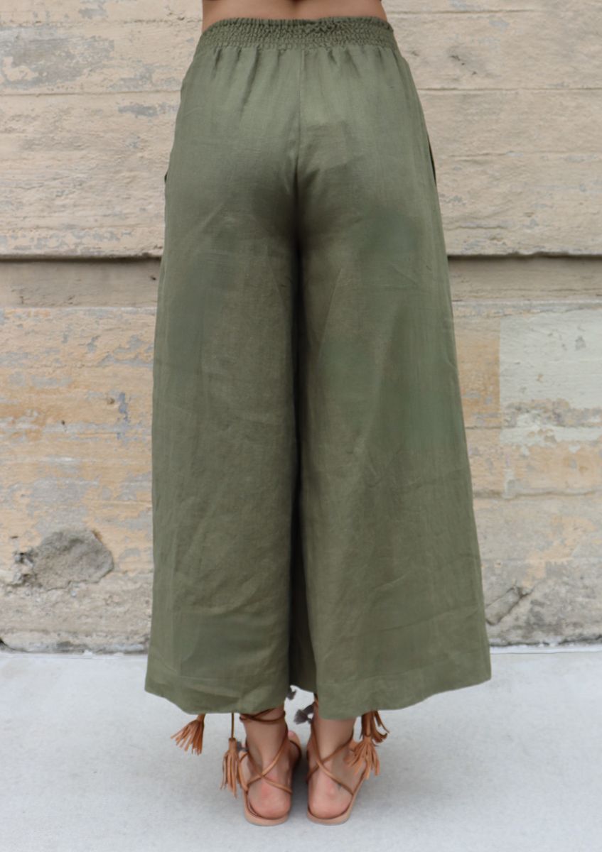 Atlas pant in sage by bel kazan back view
