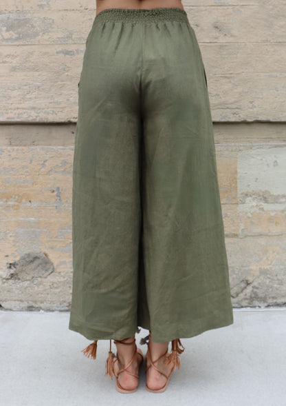 Atlas pant in sage by bel kazan back view