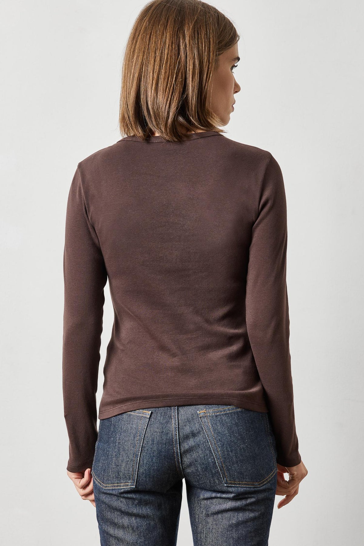savvy | retail therapy womens dark brown cotton long sleeve t-shirt by Lilla P 