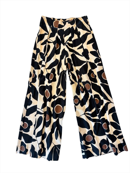 SavVy | Retail Therapy Grace and Bardot Patty D pants in a brown and black abstract floral print with a wide-leg cut.