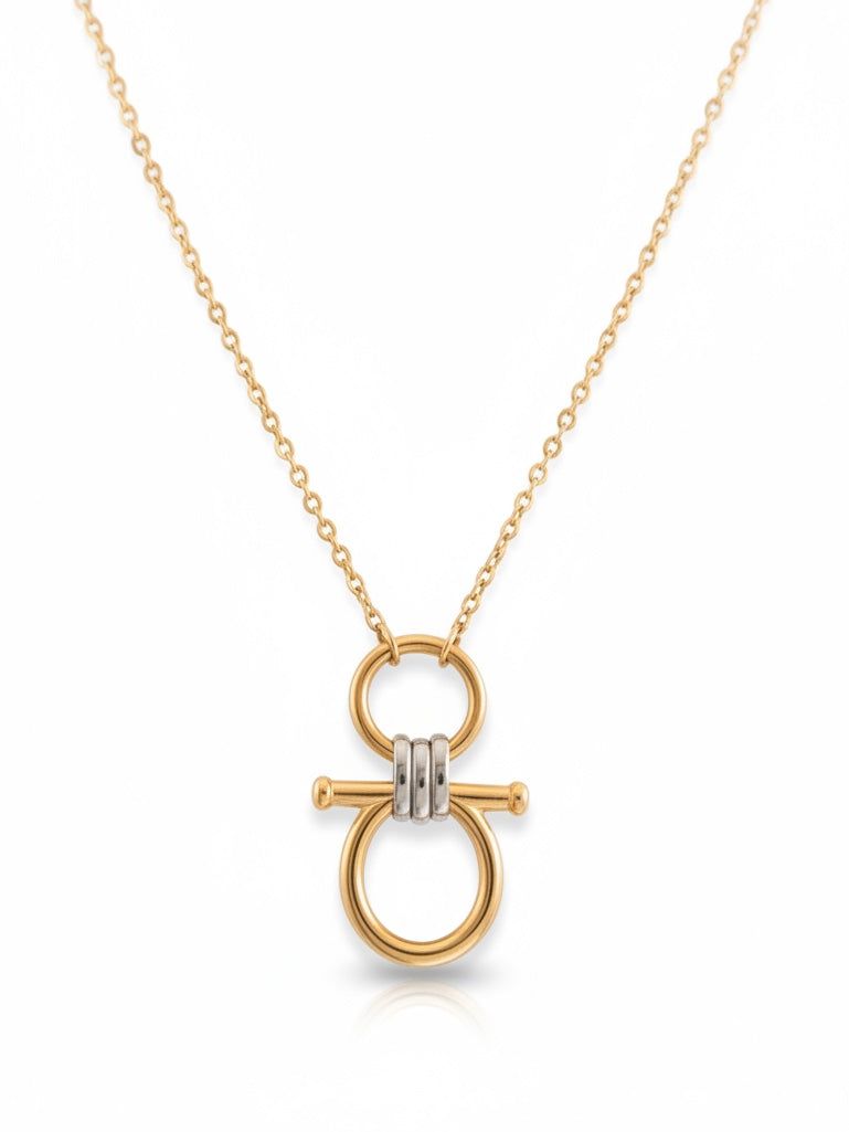 savvy | retail therapy mixed metal take the reins necklace on gold chain 