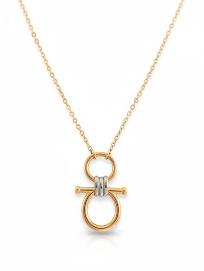 savvy | retail therapy mixed metal take the reins necklace on gold chain 