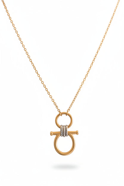 savvy | retail therapy womens mixed metal pendant necklace on gold chain 