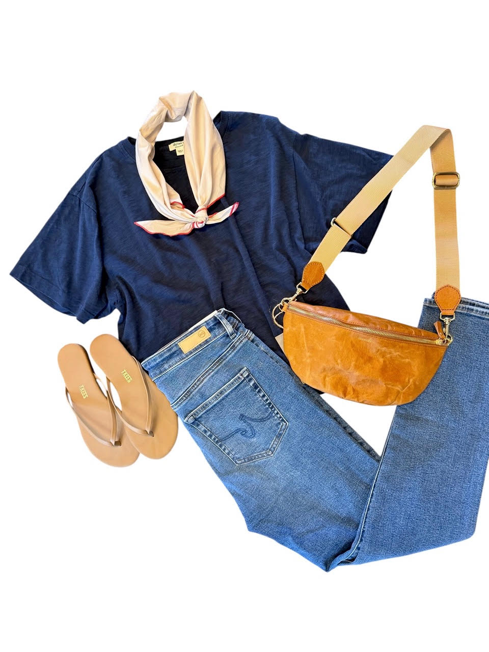 savvy | retail therapy womens navy blue t-shirt outfit styled with jeans and a navy t-shirt