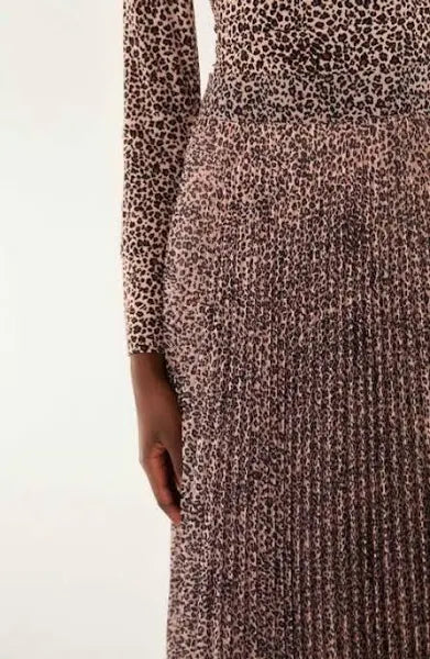 Baby Leopard Pleated Maxi Skirt in pink by Farm Rio