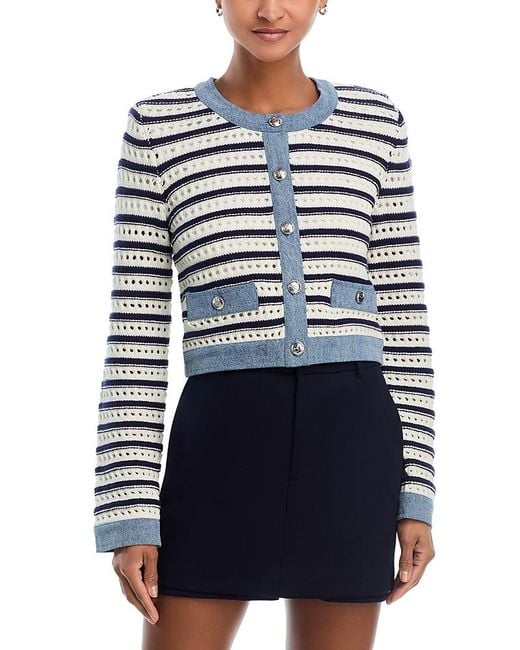 Casette Sweater Cardigan in ivory stripe by Steve Madden