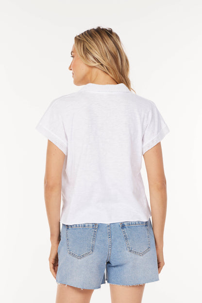 Short Sleeve Easy Polo Tee in white halo by Mododoc