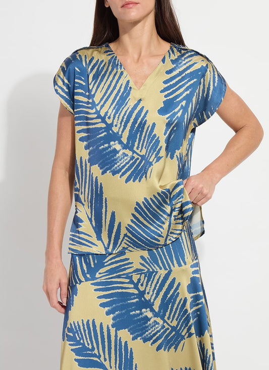 Catriona Tulip Sleeve Printed Top in sicilian palm by Lysse