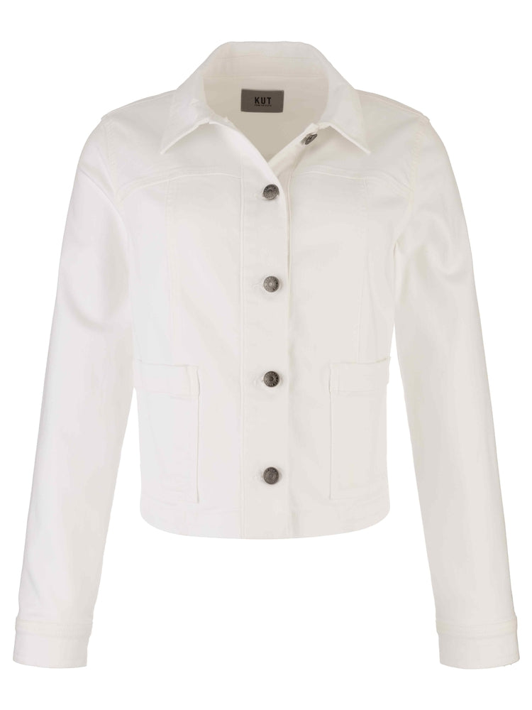 Matilda Crop Trucker Jacket in optic white by KUT