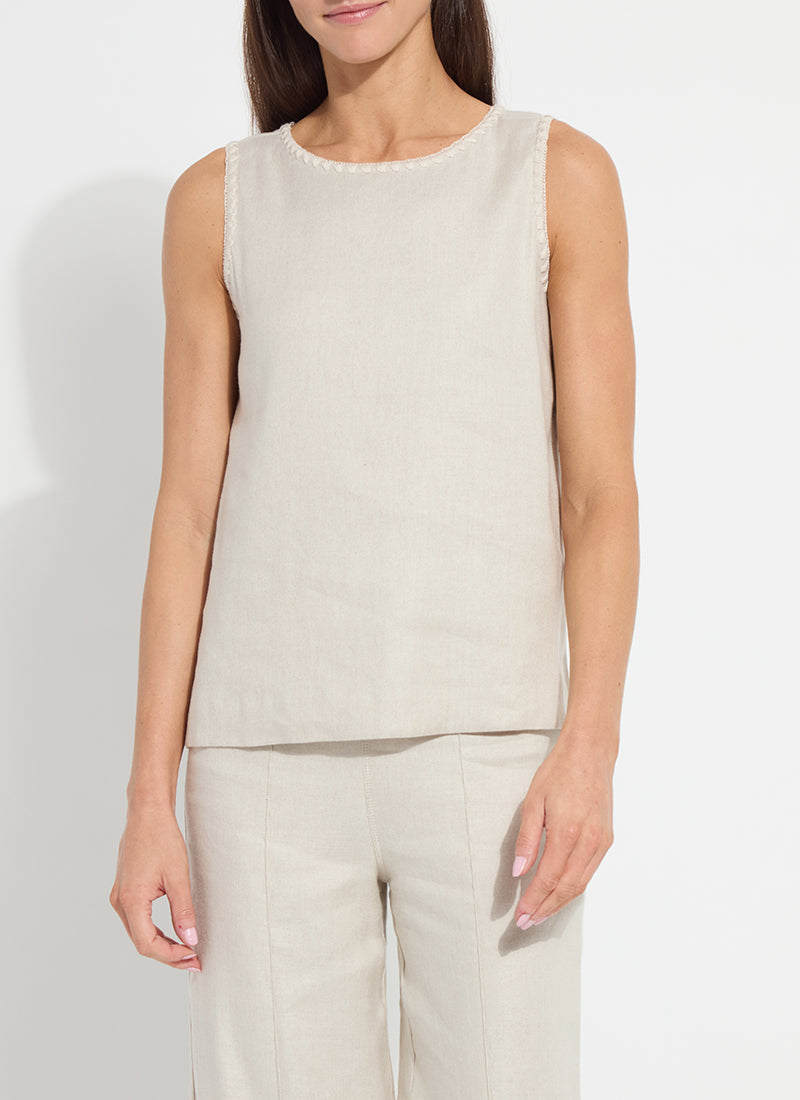 Gabriela Embroidered Linen Top in flax linen by Lysse