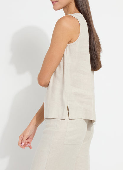 Gabriela Embroidered Linen Top in flax linen by Lysse