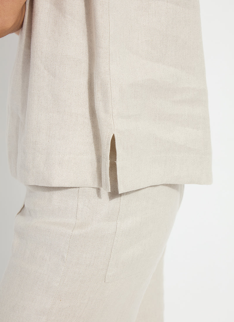 Gabriela Embroidered Linen Top in flax linen by Lysse