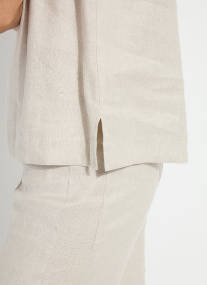 Gabriela Embroidered Linen Top in flax linen by Lysse