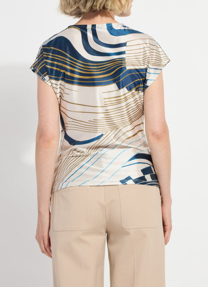Faride Side Pleated Printed Top in block puzzle by Lysse