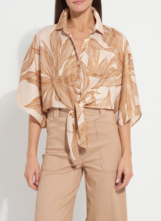 Nilza Tie Dolman Sleeve Top in sol de sal by Lysse