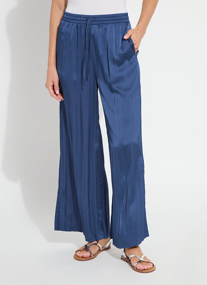 The Packable Pleated Palazzo Pant in capri blue by Lysse