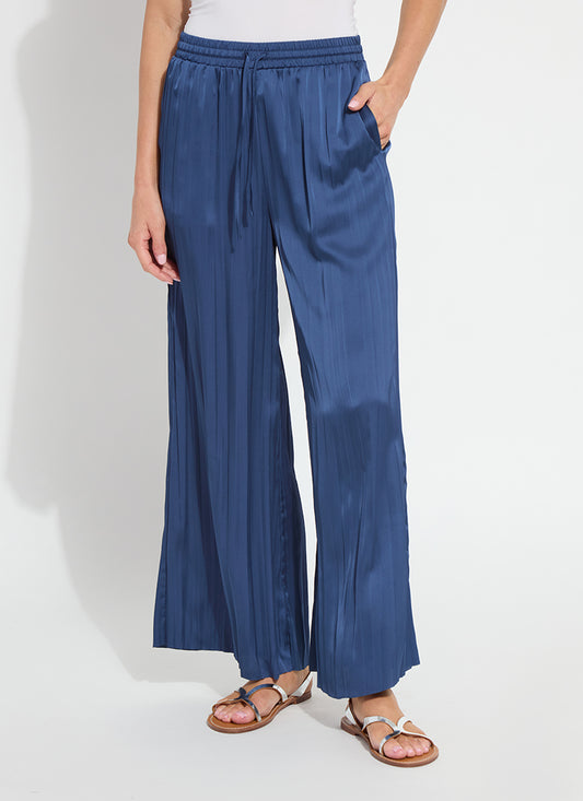 The Packable Pleated Palazzo Pant in capri blue by Lysse