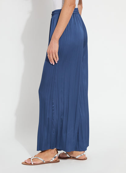 The Packable Pleated Palazzo Pant in capri blue by Lysse