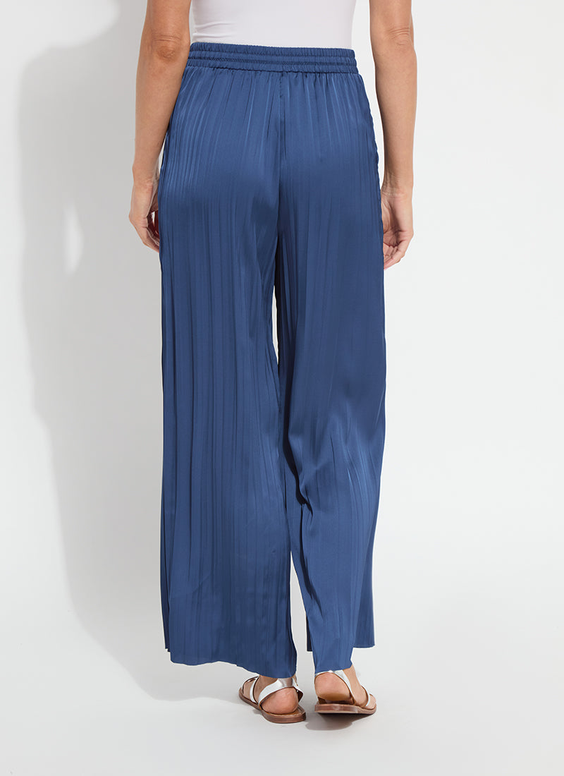 The Packable Pleated Palazzo Pant in capri blue by Lysse
