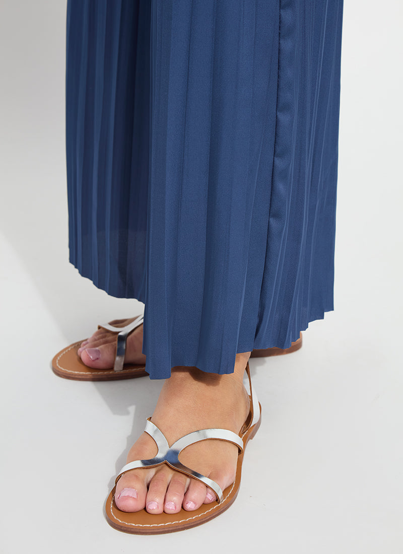 The Packable Pleated Palazzo Pant in capri blue by Lysse