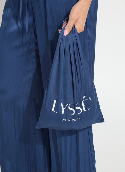 The Packable Pleated Palazzo Pant in capri blue by Lysse