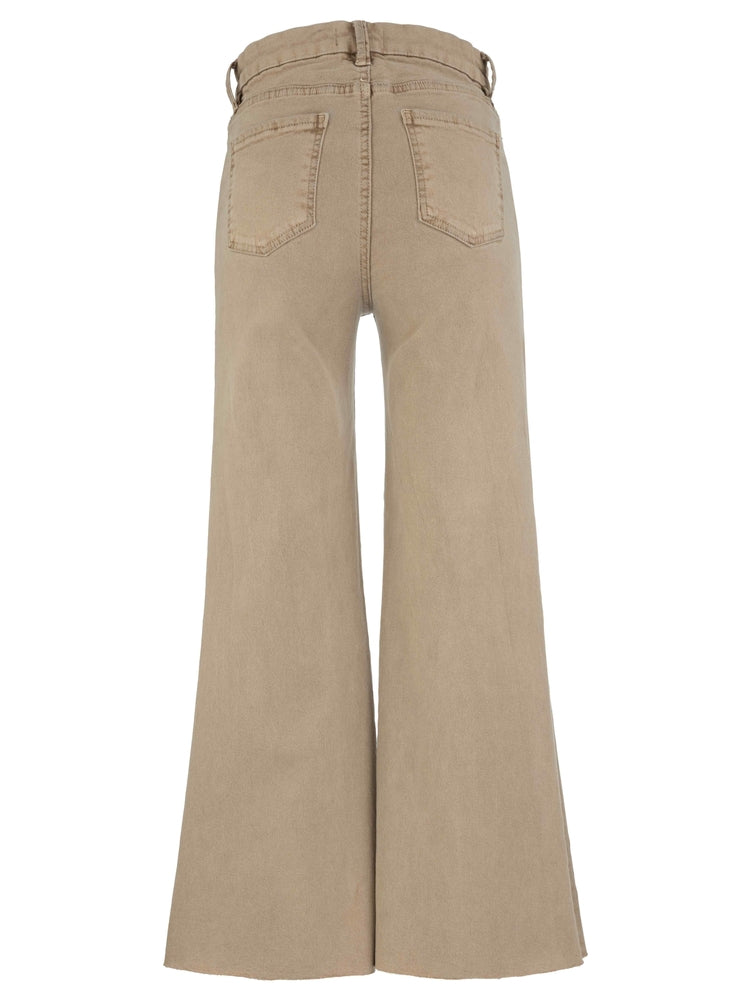 Meg High Rise Wide Leg Raw Hem in chai by KUT