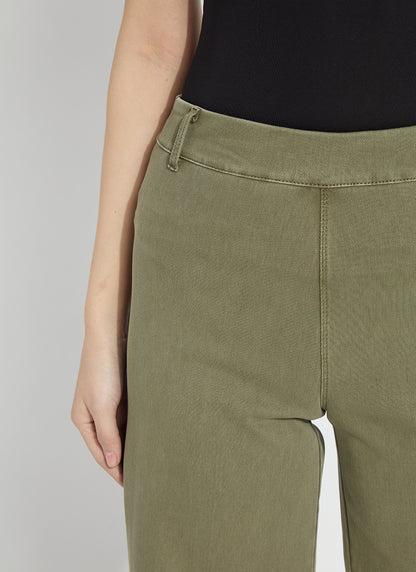 Erin Hi Waist Wide Leg Denim in antique wash smocked green by Lysse